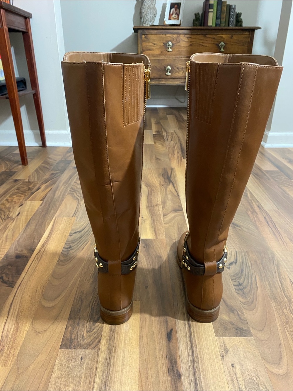 Michael Kors Chestnut Brown Over-the-Knee Studded Strap Boots NWOT - Picture 4 of 10